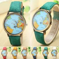 Bucket Glass 8mm mm Water Resistant watch Map Leather Deployment watches  beads žalia