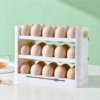 Siaura daugiasluoksnė kiaušinių laikymo dėžutė šaldytuvo durelėms 3 layers PP egg rack žalia
