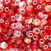 Resin Red European Large Hole Bead Bulk Jewelry Making Large Hole Spaced Bead Pendant Bracelet Making Necklace Pen DIY Craft 10pcs