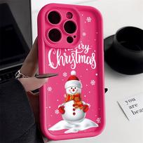 Kalėdinis telefono dėklas iPhone 11 13 12 14 15 16 Pro Max XR XS Samsung A15 A55 A05 Redmi 12 13C OPPO A16 A18 A60 Reno 11 Vivo Y17S Y12 infinix note iPhone 7&8 rožinė
