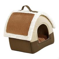 Pet Cat Dog House Bed Kennel Accessories Cozy Indoor Detachable Warm Cave Nest Roof of Brown L