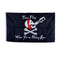 90*150Cm  Skull Jolly Roger Pirate Flags The Time Flies Halloween Decor Gift ARI