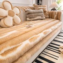 Anti Slip Sofa Cover Stripes L-shaped Plush Sofas Cushion French Thickening Sofa Cushion Autumn Winter Solid Color Couch Cover 70x70 gray