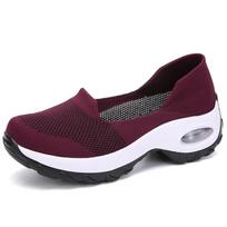 Sneakers Women Running Shoes Platform Breathable Mesh Slip-On Shoes Light Woman Sports Shoes Cushion Zapatillas Mujer 35 vyno raudonos spalvos