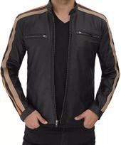 Jacket Motorcycle Biker Stylish Lambskin Leather Handmade Men's Black Genuine S juoda