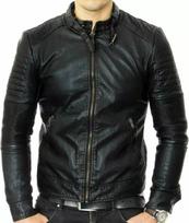 New Jacket Handmade Motorcycle Biker Men's Stylish Genuine Lambskin Leather S juoda