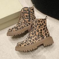 Leopardo Platformos Aulinukai Moterims Suede Kailiniai Sniego Batai Madingi Chelsea Batai Žiema 2024 Mados Tendencija Aukšti Kulniukai Goth Zapatillas Mujer 39 leopardas