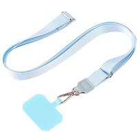 Reguliuojamas kryžminis kaklo pakabukas mobiliajam telefonui su daugiafunkcine tarpine thin flat rope + sheet šviesiai mėlyna spalva