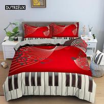 Muzikos Natų Lovos Patalynės Komplektas Antklodės Užvalkalų Komplektas Fortepijono Klavišai Klaviatūra Lovos Komplektas Klasikinės Muzikos Melodija Antklodės Užvalkalas Vaikams Berniukams Mergaitėms EU single(135x200cm)