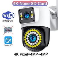 4K 8MP IP kamera Dvigubas objektyvas 4G PTZ Wifi kamera Dvigubas ekranas Automatinis sekimas Dvipusis garsas Spalvotas naktinis matymas Apsaugos kamera Yoosee Wifi Camera