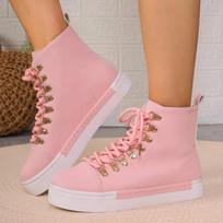 2024 New  Autumn Hot Selling Women's Sports Shoes Lace-up Comfortable Flat Women's Shoes Casual and Comfortable for Outerwear 36 rožinė