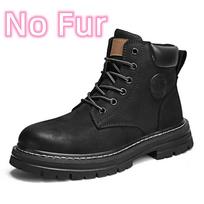 Men's Shoes Winter Boots Lace Up Fur High Quality Winter Plush Snow Boots Men Thick Sole All-match Leather Outdoor Casual Shoes 44 beige