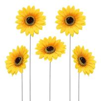 Garden Sunflower Stake Outdoor Decorations Landscape Courtyard Villa Simulation Lawn Pole 5pcs Pots Shape Sign 30x10cm