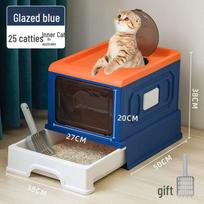 „Didelė uždara kačių kraiko dėžė su stalčiumi ir plaukų grandikliu, apsauganti nuo purslų, sutirštintas dizainas“ Foldable Litter Box (Includes Cat Litter Scooper)