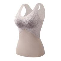 Women's Seamless Self-Heating Velvet Thermal Underwear with Chest Pads & Thick Inner Lace. XL juoda