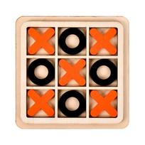Toy Wooden Tic-Tac-Toe Chess Three Line OX Puzzle Board Party Table Games Building Blocks Toys For Kids Children Early Education black