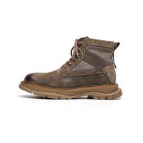 Genuine Leather Mens Motocross Boots High Top Shoes Fashion Man Side Zipper Ankle Boots Non-Slip Punk Style Men Outdoor Footwear 38 pilka spalva
