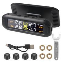 Solar TPMS Temperature Warning Fuel Save With 4 External Sensors Tire Pressure Monitoring System Car Tyre Pressure Monitor