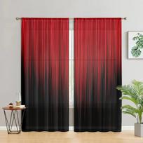2 pieces, vibrant red and black striped curtains - semi dark and easy to hang - living room, bedroom, kitchen, home decoration W150CM H166CM&Rod pocket