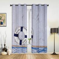 Retro Lifebuoy Fishing Net Plank Curtains for Bedroom Living Room Drapes Kitchen Children's Room Window Curtain Home Decor 135W x 60H(cm) x1