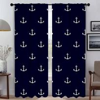 Anchor Window Curtain for Room 2 Panel Partition Shades Curtains Child Room Halloween Decoration Home Interior Curtains Living W50xH70cmx2pcs-CL