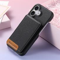 Applicable To IPhone16 Pro Mobile Phone Case, Lychee Pattern Leather Card Bag, RFID Apple 15 Pro Max Case iPhone 7/8/SE 2020/SE3 rožinė