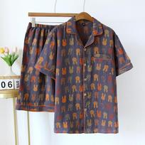 Verão Novo Casal Shorts De Manga Curta Duas Peças Conjunto De 100% Algodão Crepe Tecido Homens E Mulheres Grande Homewear M
