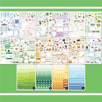 Annual Plan Sticker Book Scrapbooking Journal Notebook Calendar Planner Label Sticker Cartoon Pattern Numer Date Diy Deco