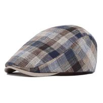 Women's Plaid Square Newsboy Hat Beret Spring and Summer Duckbill Hat Vintage British Sunshade Breathable Forward Hat Adjustable Size Adjustable