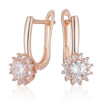 Crystal Flower Golden Drop Earrings for Women White Zircon Wedding Simple Jewelry Bling Earrings Accessories white