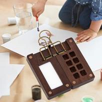 Nešiojama akvarelės paletė medinė akriliniams dažams mini padėkliukas dėžutė 8 Grids with clip