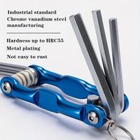 Folding Hexagon Wrench Metal Metric Hexagon Wrench Set, Hexagon Screwdriver Hexagon Wrench Set, Hand Tool Portable blue