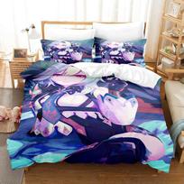 Kawaii Anime Genshin Impact Eula Lawrence Bedding Set Single Twin Full Queen King Size Bed Set Adult Kid Bedroom Duvetcover Sets EU Twin 135x200cm blue