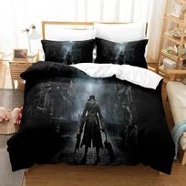 3D spausdinimo žaidimas Lady Maria Bloodborne patalynės komplektas Antklodės užvalkalas Lovos komplektas Antklodės užvalkalas Pagalvės užvalkalas karališkas Karalienės dydis berniukams suaugusiems 135x200cm 2pcs black