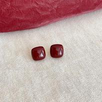 New Year's Retro Hong Kong Style Wine Red Geometric Ankola Earrings null raudona