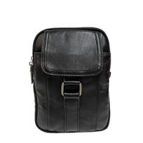 Men'S Fanny Pack Leather Shoulder Messenger Bag Wearing Belt Double Zipper Mobile Phone Bag Storage Casual Bag Black Cowhide juoda