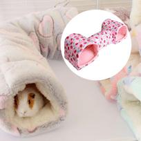 Hamster Tunnel Bed Cave Warm Breathable Hideout Guinea Pigs Hide Toy for Mice Chinchilla pink strawberry