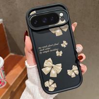 For Google Pixel 9 Pro Xl 8 Pro 8a Shockproof Matte Solid Color Bowknot Pattern Silicone Soft Anti-Fall Case Cover Google Pixel 9 juoda
