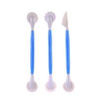 3Pcs DIY Plastic Baking Cake Carving Pen Decorating Tools Fondant Modelling mėlyna