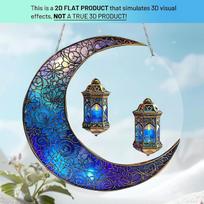 Akrilinė mėnulio kabinama dekoracija Eid Mubarak dekoras Šventės reikmenys Naujoviški rankdarbiai Langų papuošalas gray