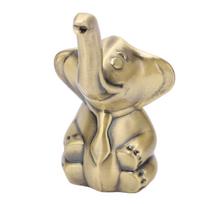 Elephant Statue Zinc Alloy Vintage Metal Glod Finish Padded Base Decorative Practical Rings Holder
