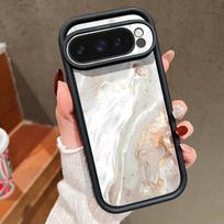 Madingas marmuro tekstūros rašto minkštas objektyvo apsaugos telefono dėklas Google Pixel 9 Pro XL 8 Pro 8A TPU smūgiams atsparus matinis buferio dangtelis Google Pixel 9 juoda