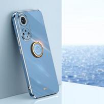 For Honor 50 XINLI Straight Edge 6D Electroplate TPU Phone Case with Ring Holder For Honor 50 mėlyna