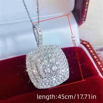 Hanmade Valentine's Day Accessories Bridal Wedding Square Pendant Jewelry And New Year Delicate Pave Necklace 1pc Fashion Gifts For Women sidabras