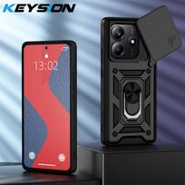 KEYSION Shockproof Case for Redmi Note 14 4G 14 Pro 5G Slide Camera Protection Ring Stand Phone Cover for Redmi Note 14 Pro+ 5G for Redmi Note 14 juoda