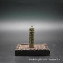 Brass Shurangama Mantra Keychain: Unscrewable Jar Pendant for Car Interior.