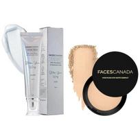 FACESCANADA Strobe Cream - Silver 30Ml And Faces Canada Weightless Stay Matte Finish Compact Powder For All Skin Type- Natural 9 Gm