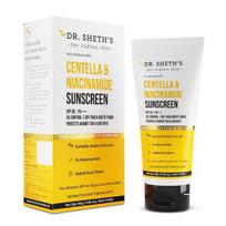 Dr. Sheth's Centella & Niacinamide Sunscreen SPF 50 PA+++|For Oily & Acne-Prone Skin|Sweat Proof Sunscreen|Protects Against UVA & UVB Rays|50g white