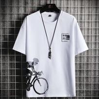 Men's Summer Snow Mountain Print Slim-Fit T-Shirt and Shorts Set - Korean Fashion Trend 5XL