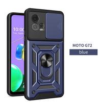 Dėklas Moto G72, slankiojantis kameros apsaugos telefono dėklas Motorola Moto G72 G 72 2022, MotoG72 smūgiams atsparus buferis, šarvuotas galinis dangtelis For Moto G72 mėlyna
